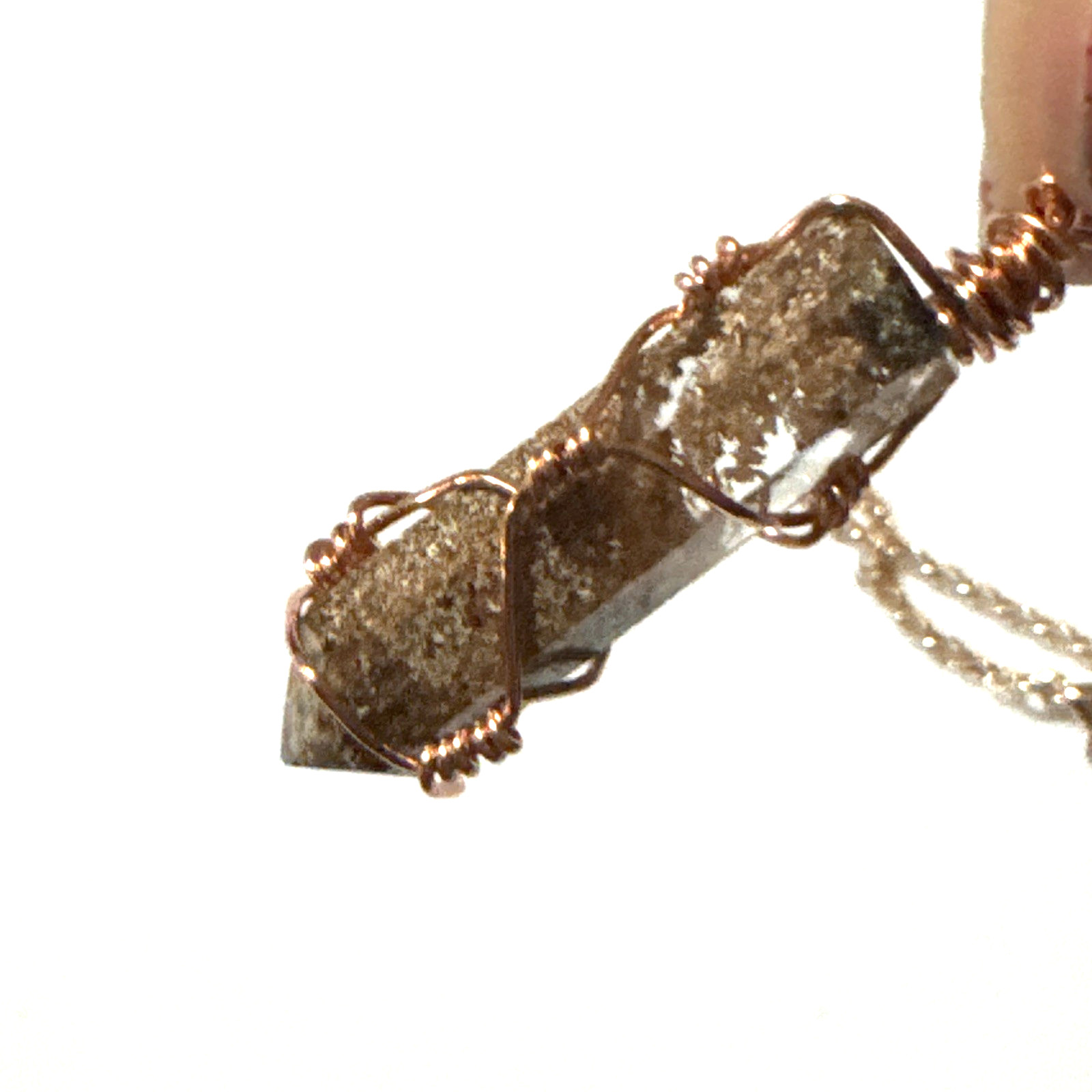 Tower Pendant Moss Agate Necklace Jewelry Rose Gold Tone 21″ Chain Genuine Stone