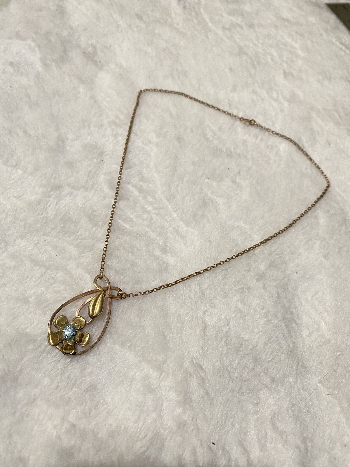 1/20 12k GF Vintage Sterling Silver Flower Necklace 16in