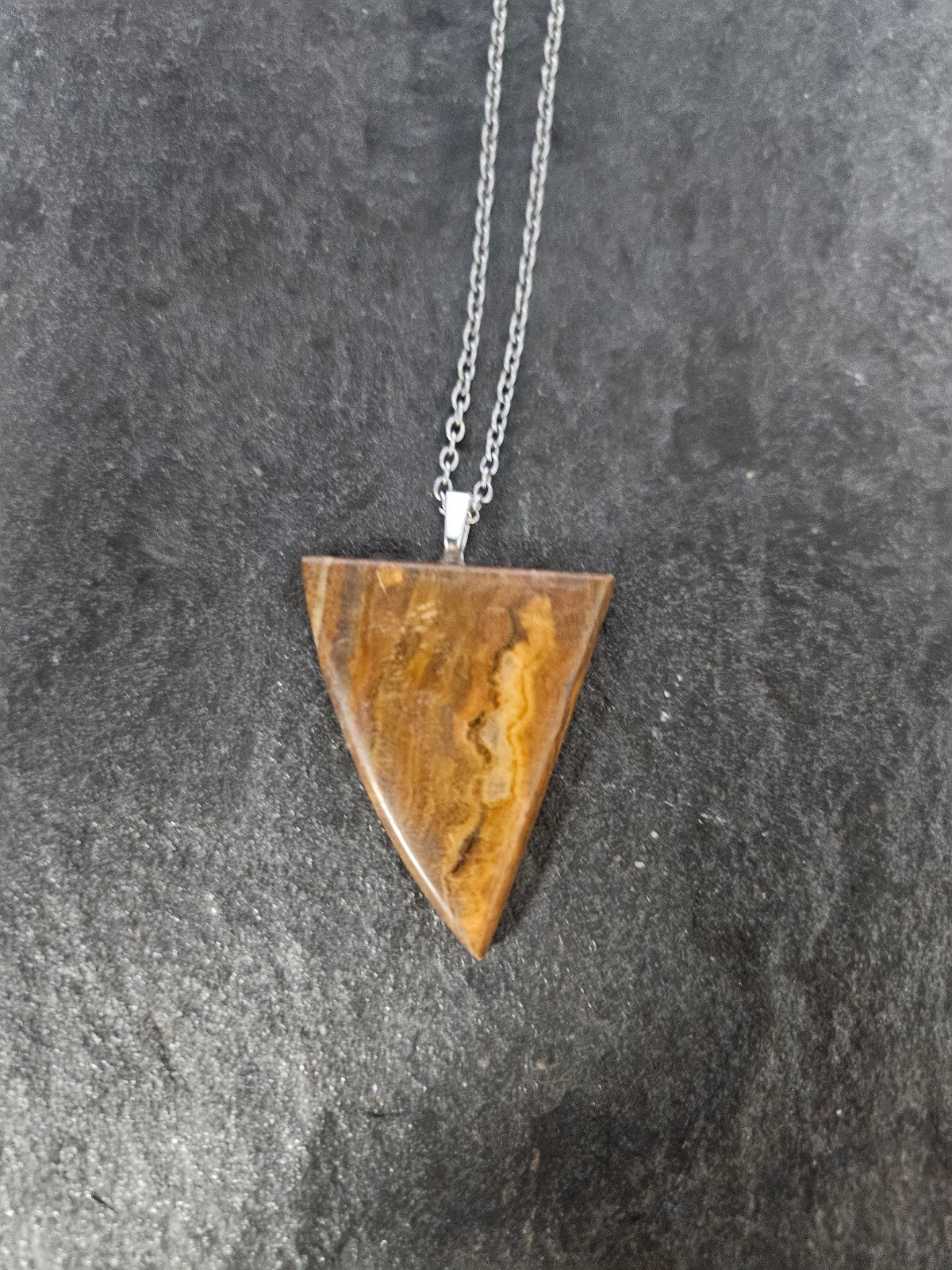 Natural Geometric Brown Agate Pendant Necklace