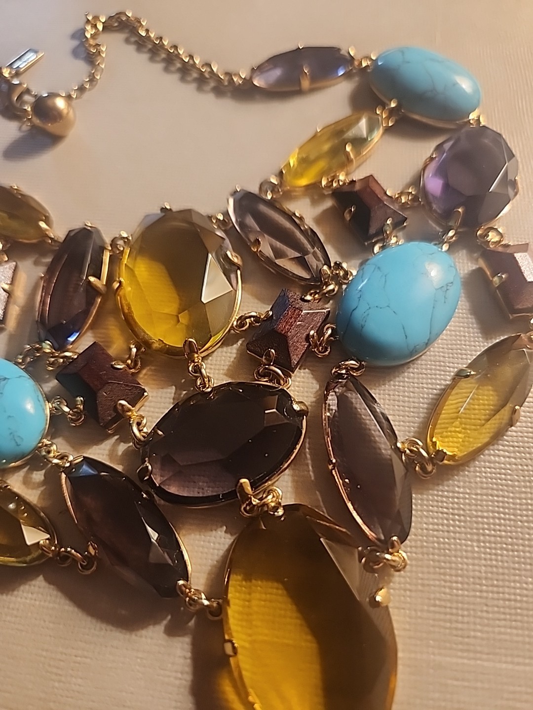 Kate Spade Vintage Neutral Crystal Mixed Cut Cluster Statement Necklace