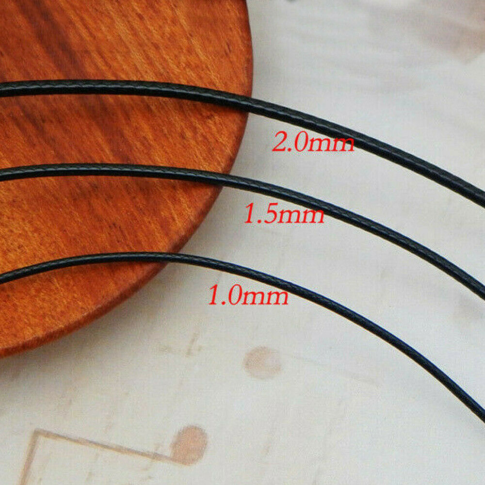 Black Woven Necklace Rope Leather Cord Stainless Steel Men Women Lobster Clasp