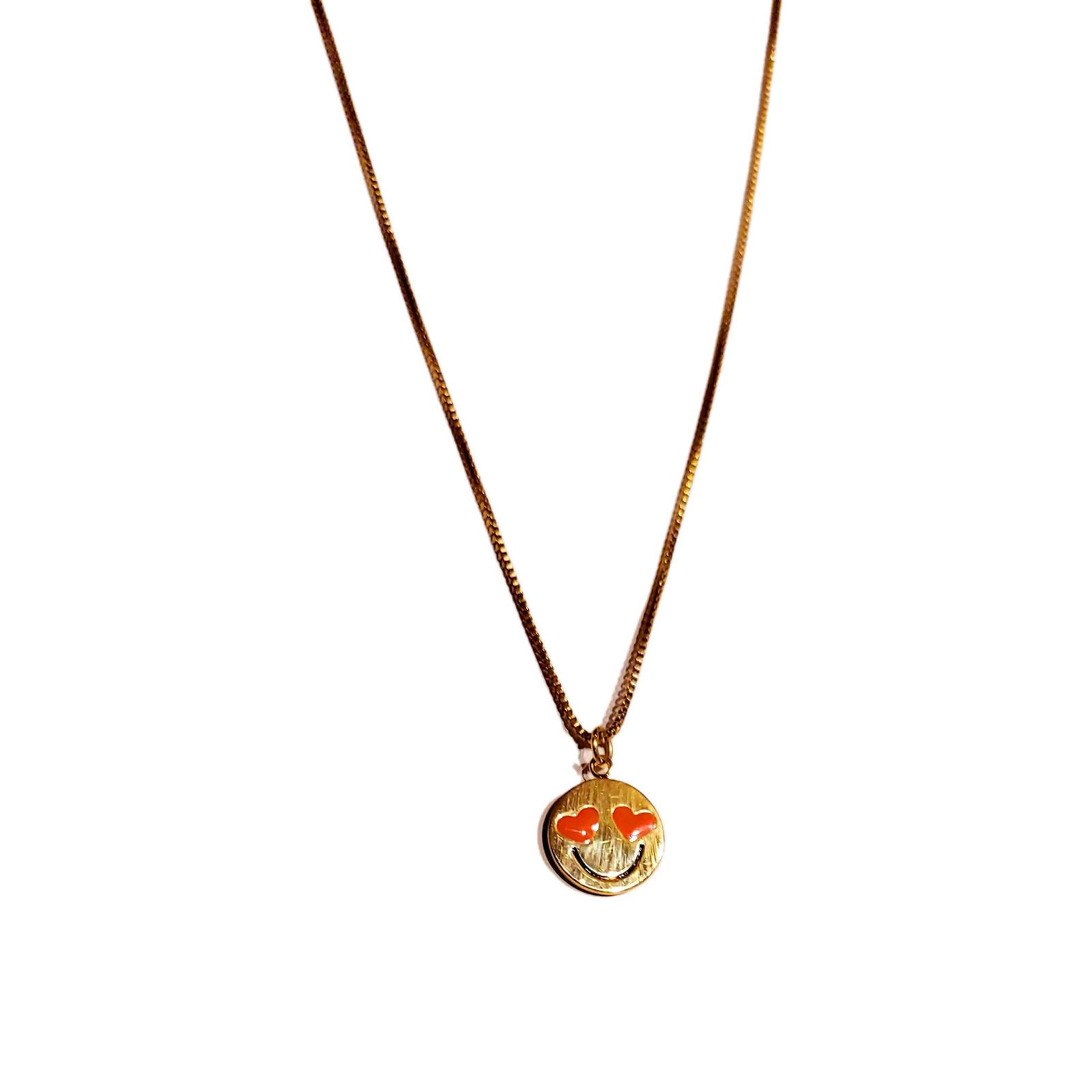 Kate Spade Emoji Necklace Tell All Love Struck Heart Eyed Gold Tone Cute 17-20″