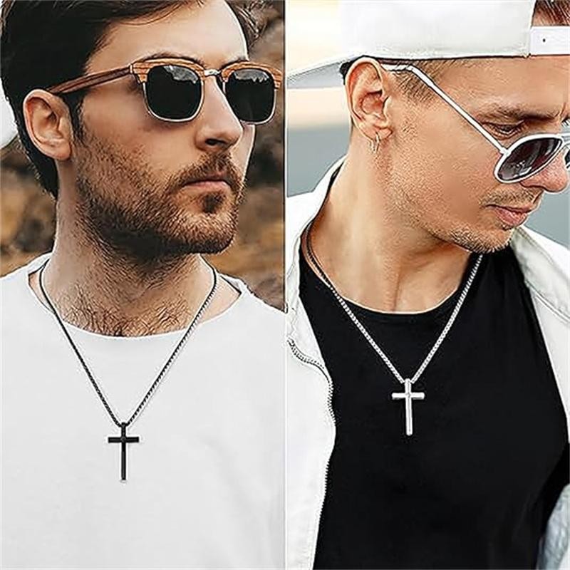 Cross Necklace for Men Women, 3Color Option, Cross Chain, Simple Stainless Steel