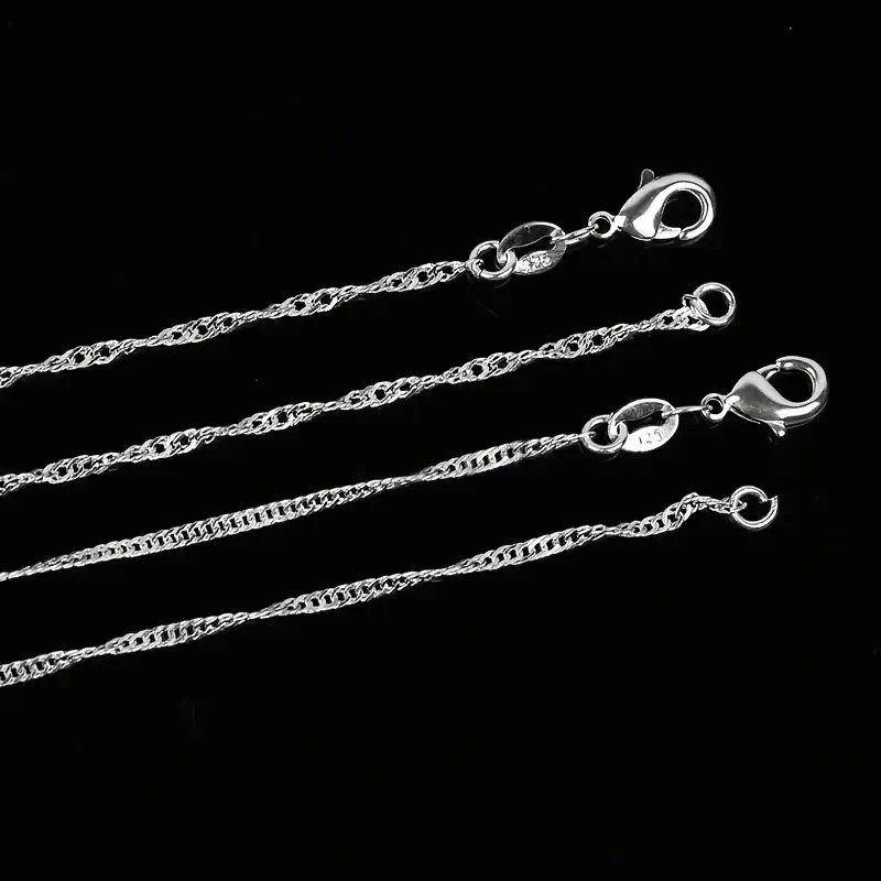 20 Inch Fashion 925 Sterling Silver Water Necklace Punk Flat Link Chain Women