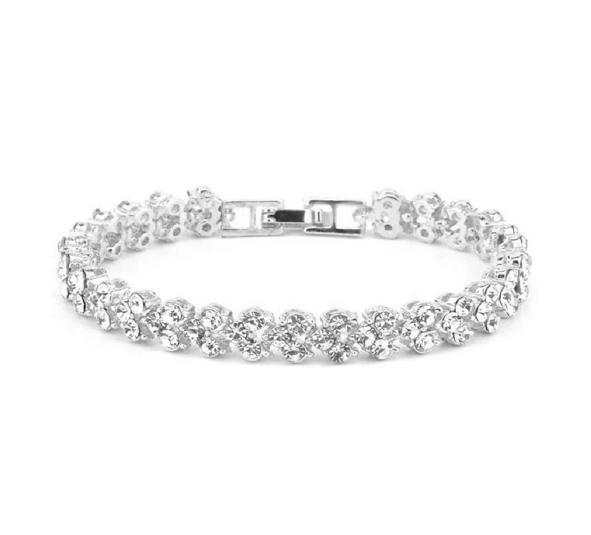 ORENTINI 18K White Gold Plated 7.5in Tripple Tennis Bracelet
