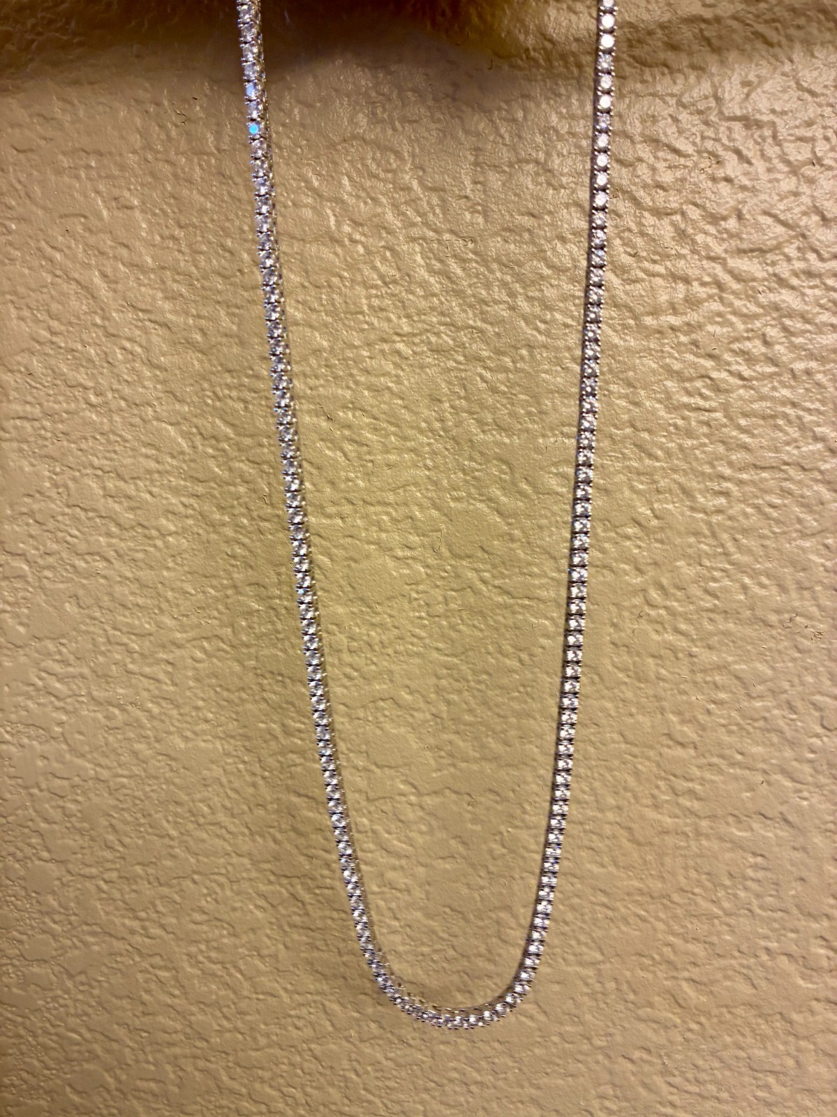 GLD 3mm Diamond Tennis Necklace – 22″ – 14K White Gold Plated