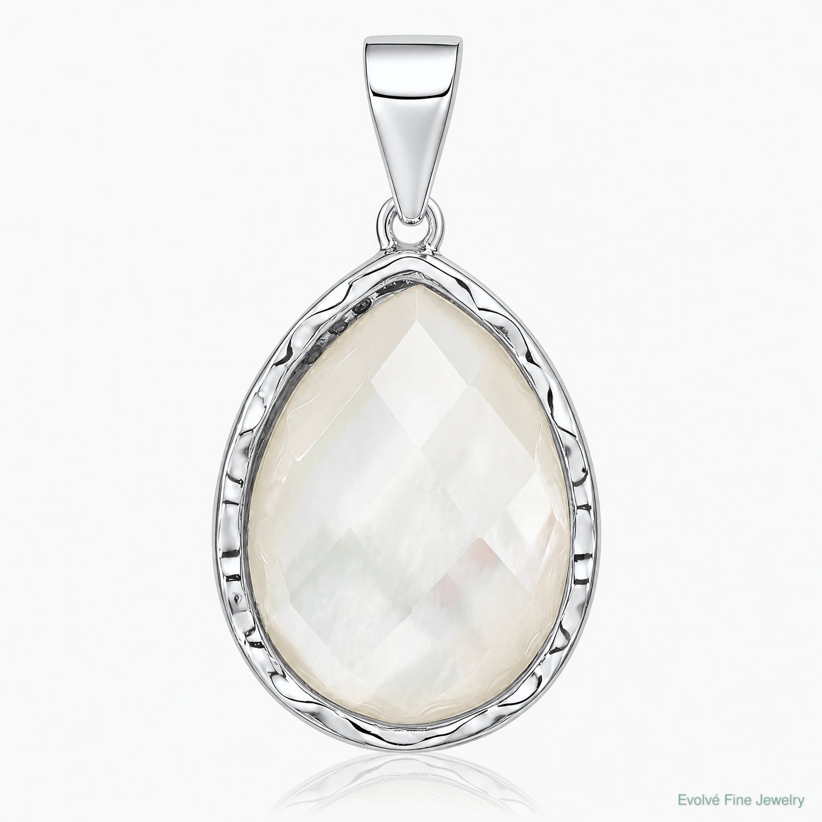 Sterling Silver Rhodium-Plated Glass Teardrop Pendant