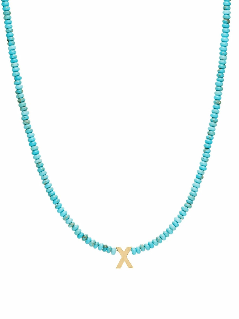 X – Initial Turquoise Beaded Necklace by Mayamar