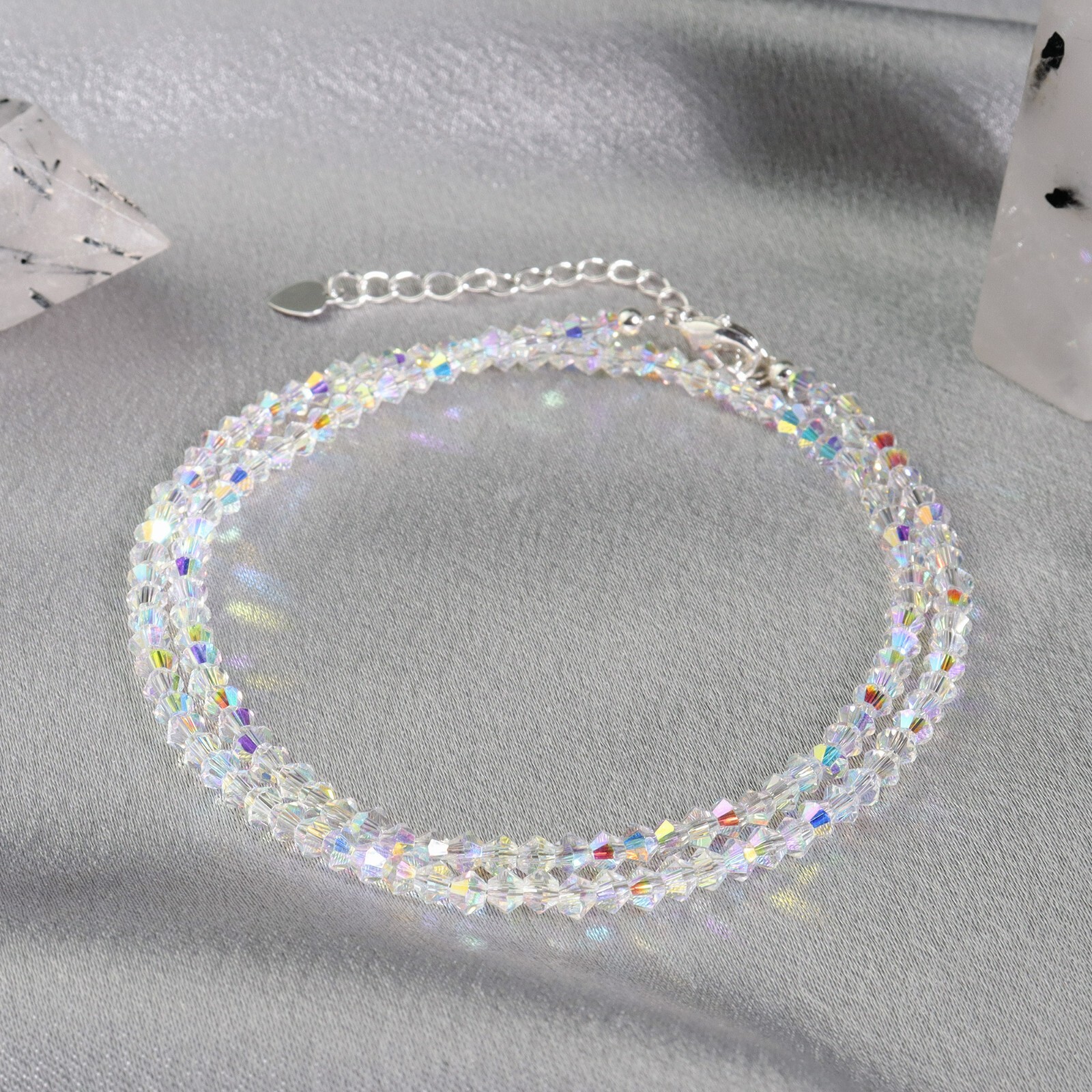 Natural Crystal Angel Aura Stunning Healing Women Crystal Choker Necklace Gift