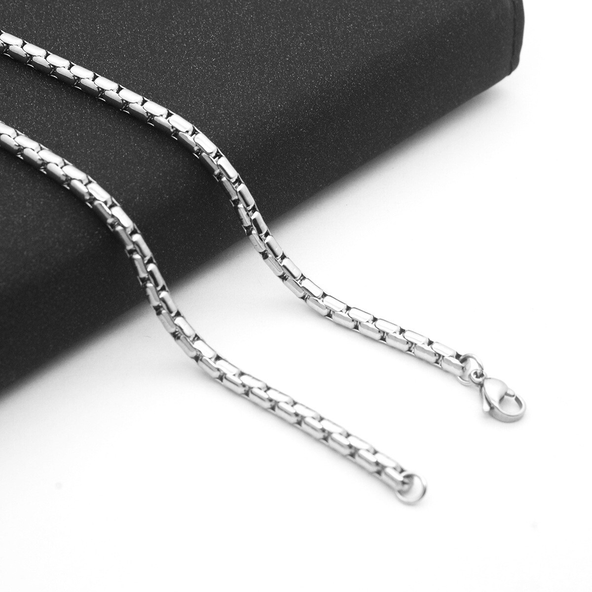 Wholesale New Stainless Steel Square Rolo Box Cylinder Chain Necklace Men Women