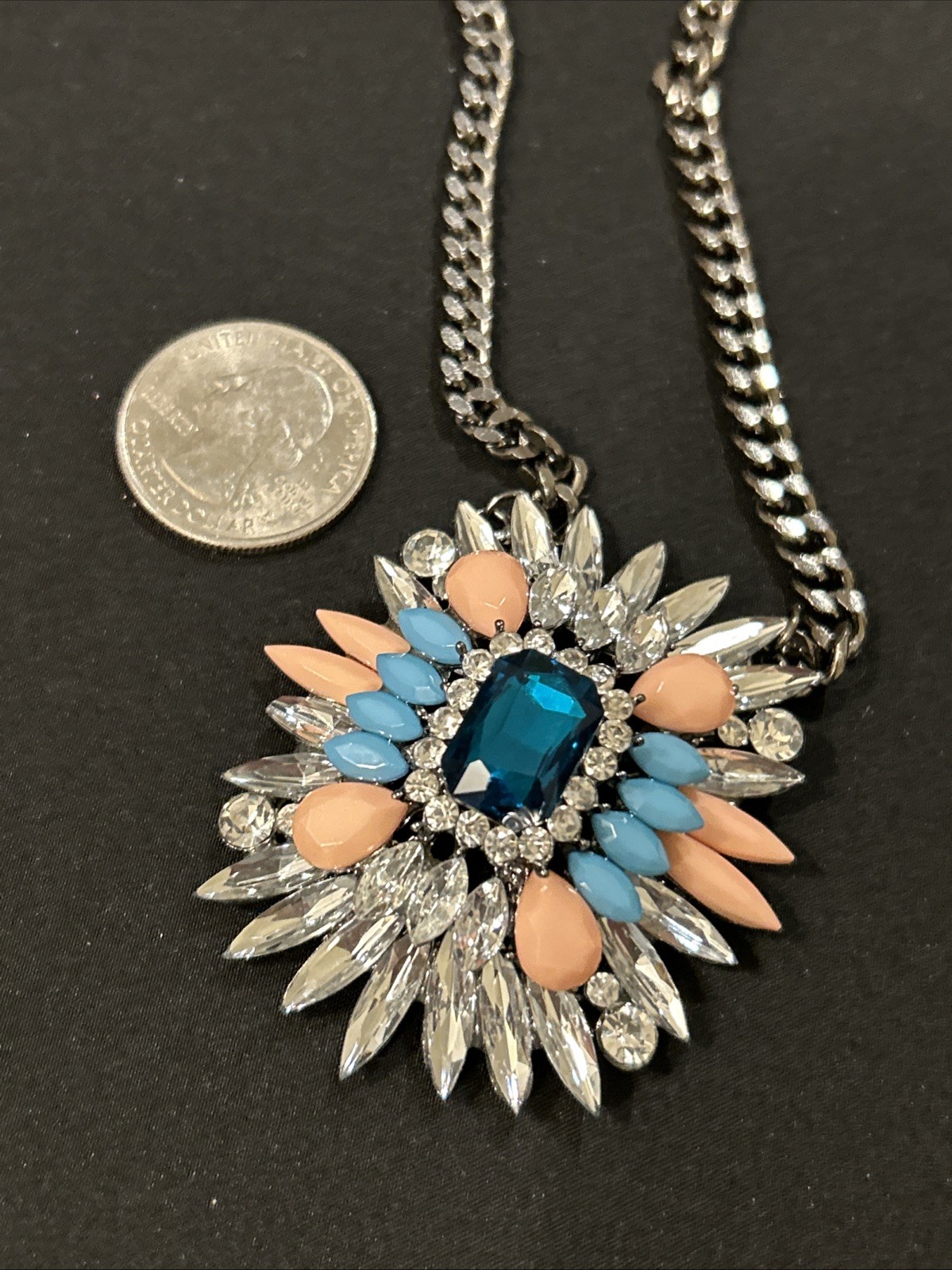 J CREW Star Burst Rhinestone BLING STATEMENT Necklace