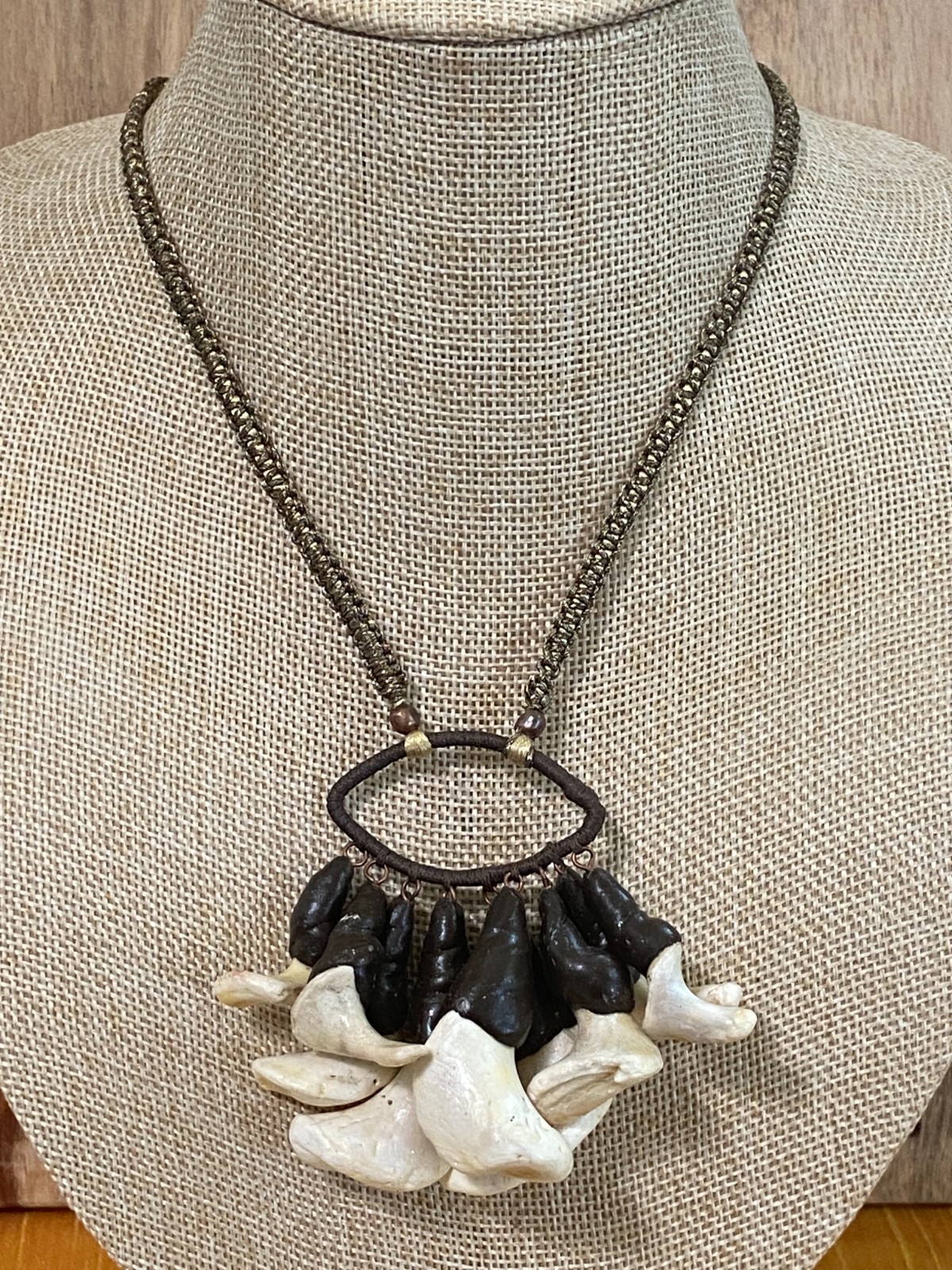 Statement Necklace with Clay & Natural Coral Charms – Handmade Boho Jewelry