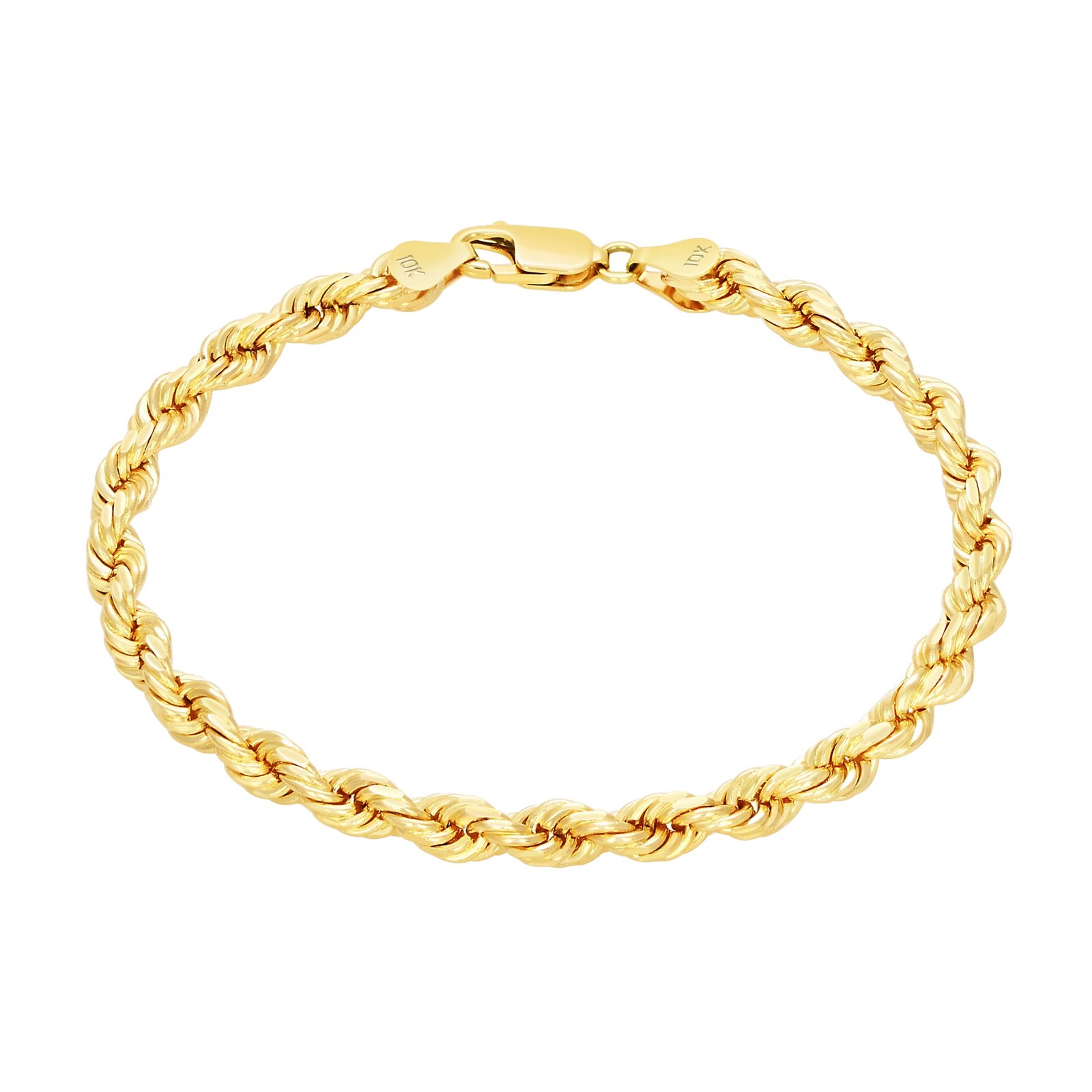 10K Yellow Gold 1mm-8mm Solid Diamond Cut Rope Chain Bracelet 7″ 7.5″ 8″ 8.5″ 9″
