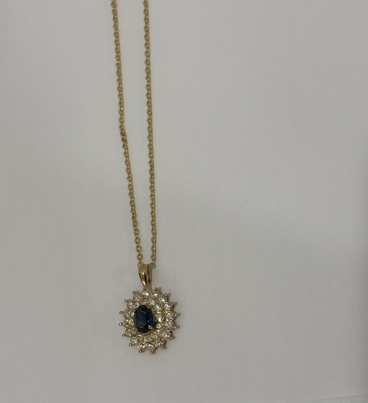 Vintage Signed, “Roman” Gold-Tone Pendant Necklace with Rhinestone Accents