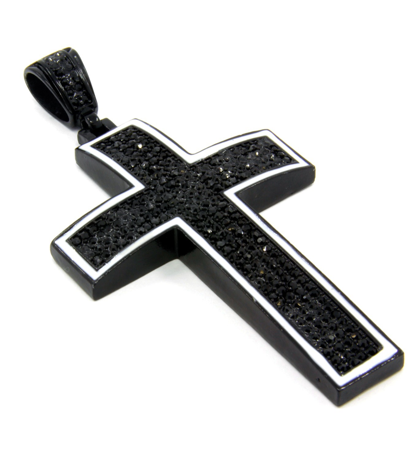 Black Cross Pendant Cubic Zirconia Hip-Hop 36″ Inch Franco Necklace Chain K2