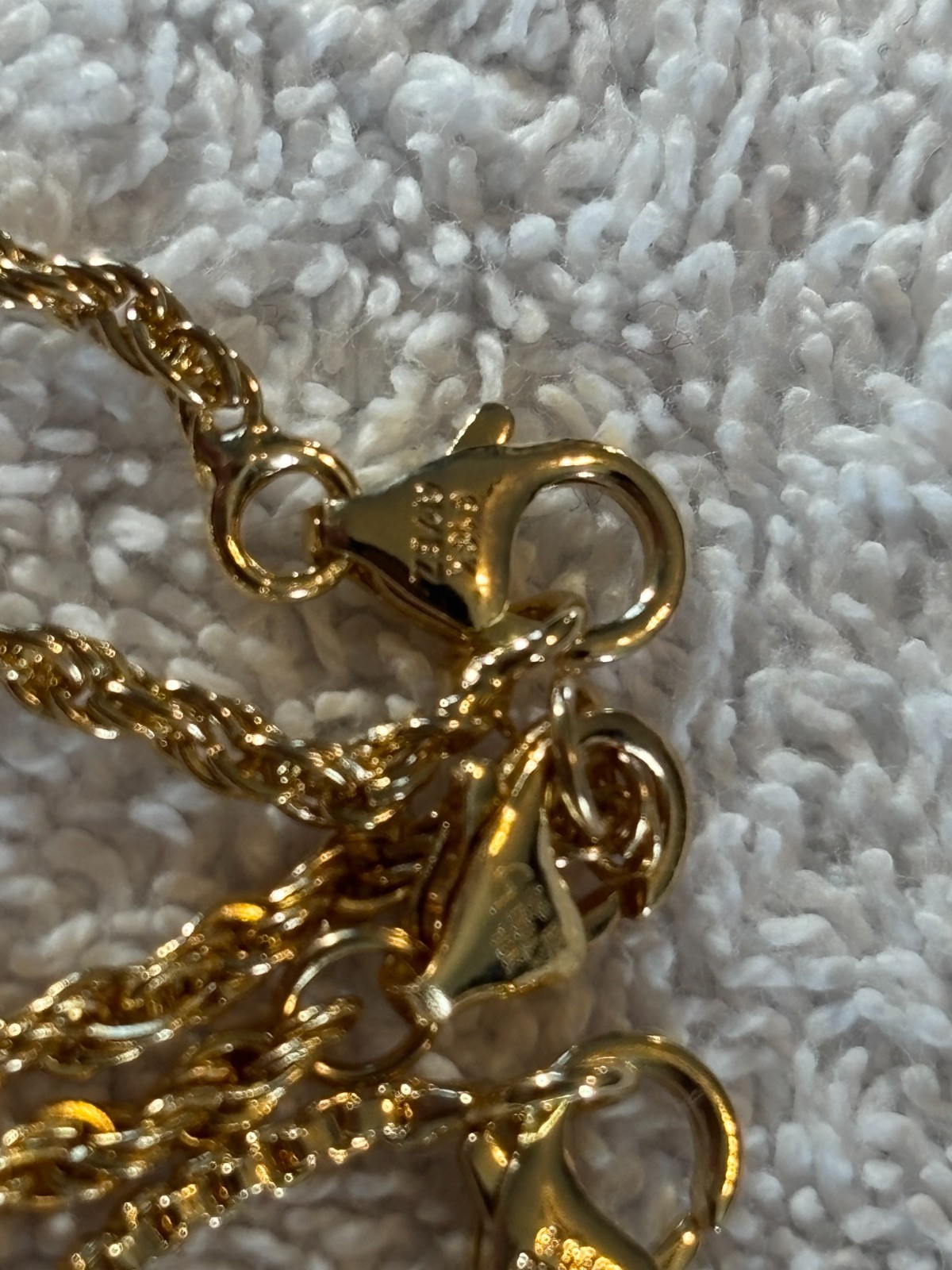 3 18K GP Rope Chain Necklace Men’s Women’s Twist Chain 18″ 20″ 24″