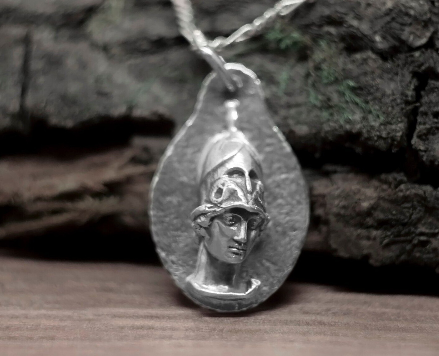 Greek Athena Silver Necklace, Goddess of Warfare Pendant, Goddess of Wisdom