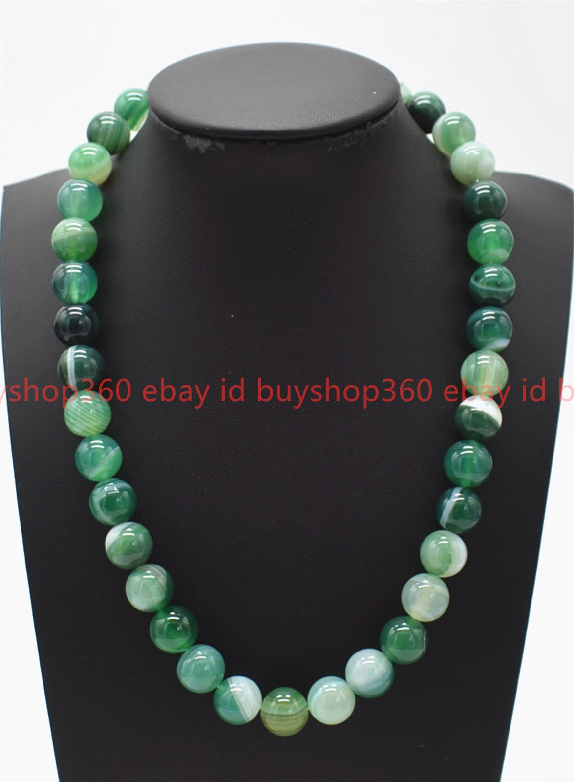 Natural 6/8/10/12mm Green Stripe Agate Gemstone Round Beads Necklace 16-36in
