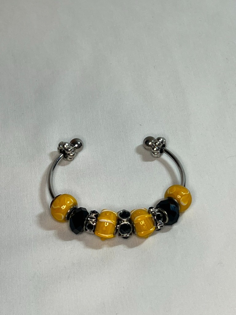 Vibrant Yellow & Silver-Tone Jewelry Set – Necklace, Cuff Bracelet, Hoop Earring