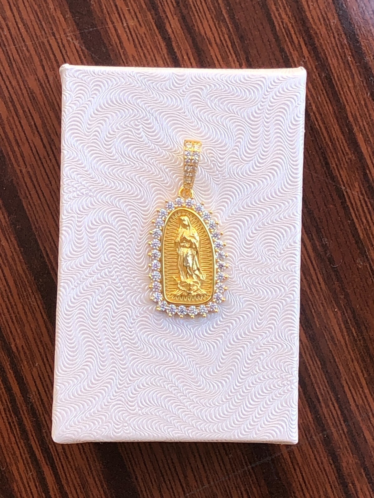 925 Sterling Silver Gold Guadalupe Pendant CZ Women Girls 20mm(0.79″)/32mm1.26″