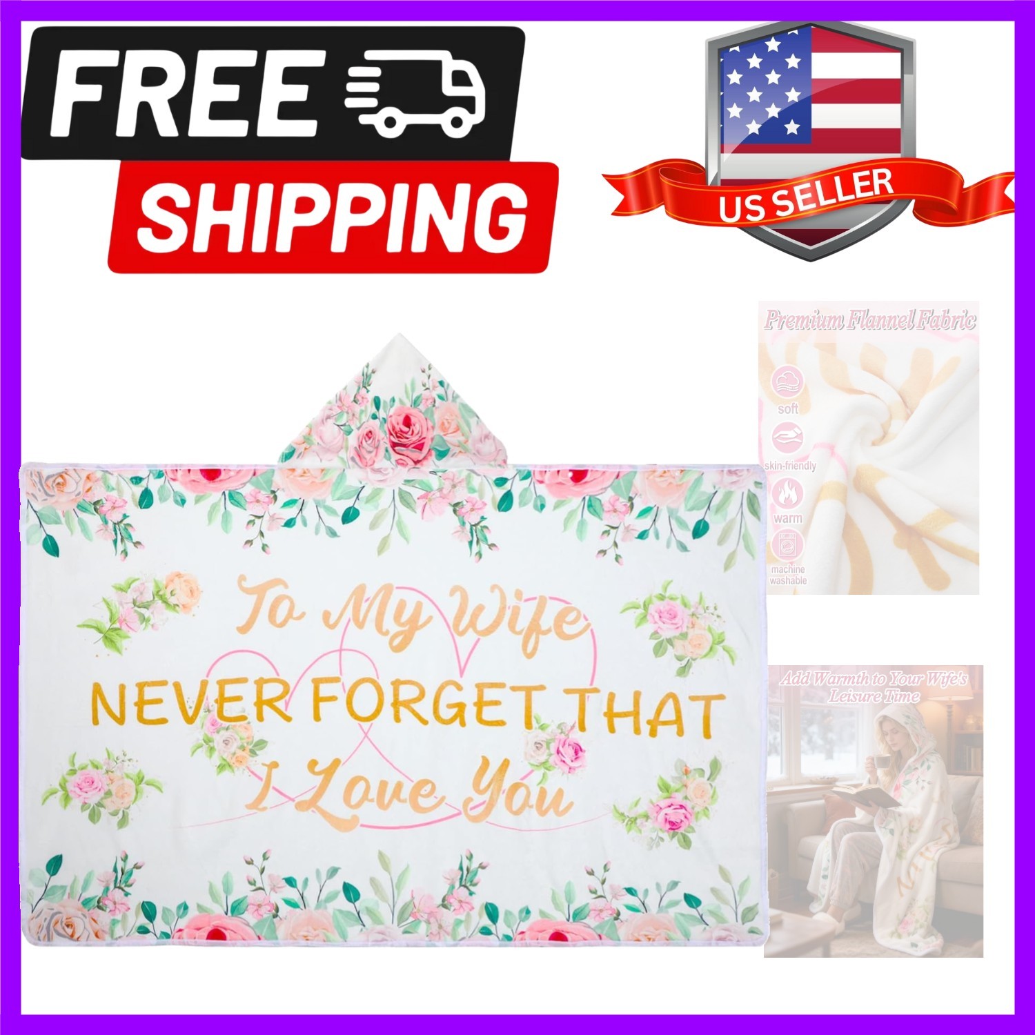47x73in Anniversary Birthday Gifts for Women from Husband – Wearable Blanket …