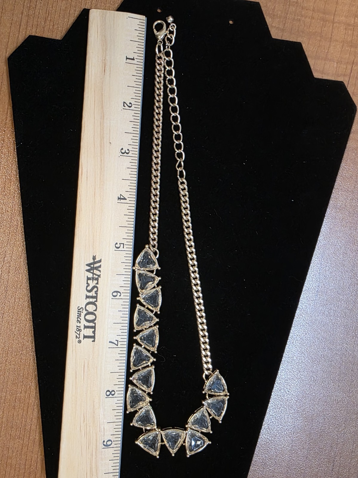 A New Day Crystal Trillion Stone Collar Chain Necklace Metallic Gold