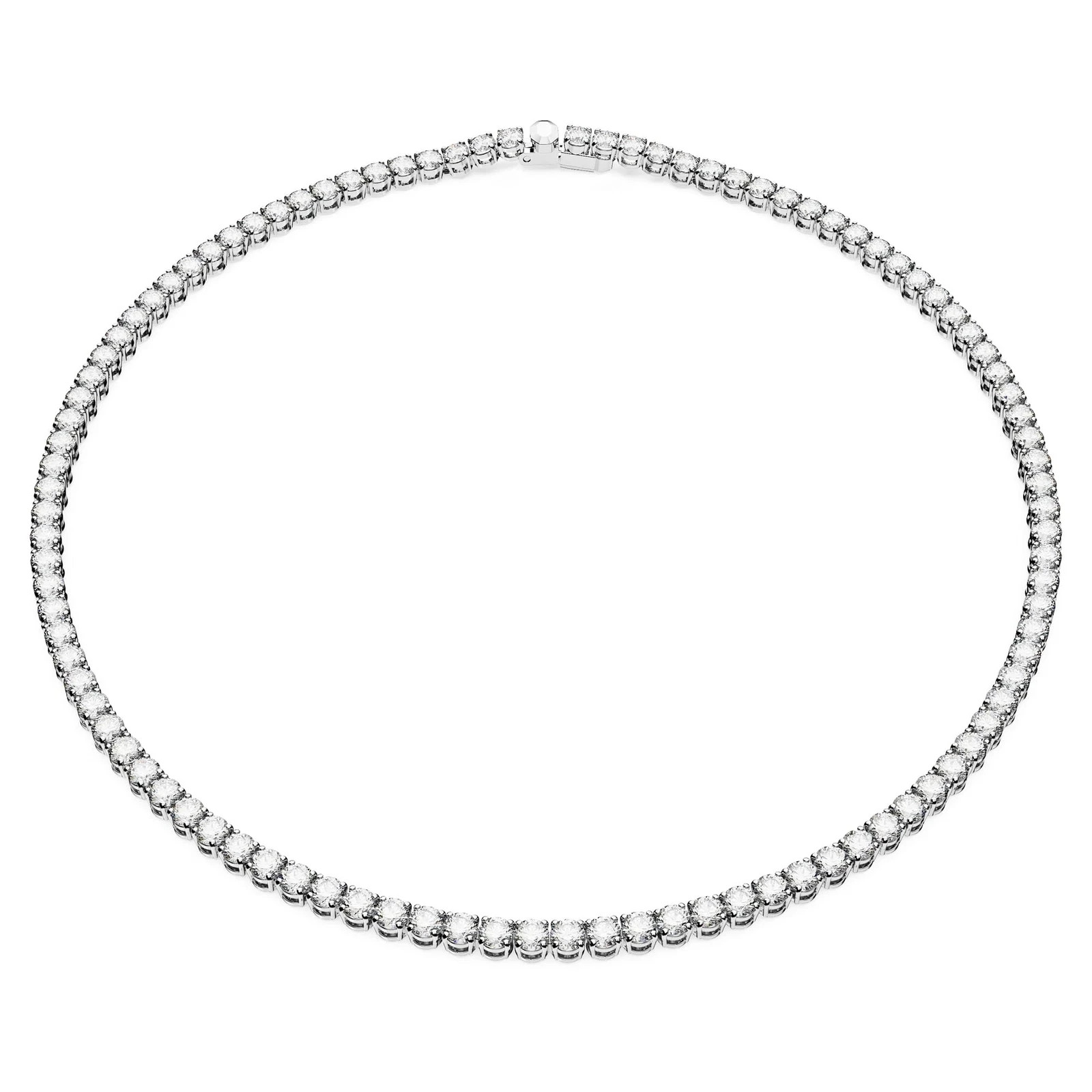 Swarovski Matrix Tennis Necklace Large, Round Cut, White, Rhodium Plated