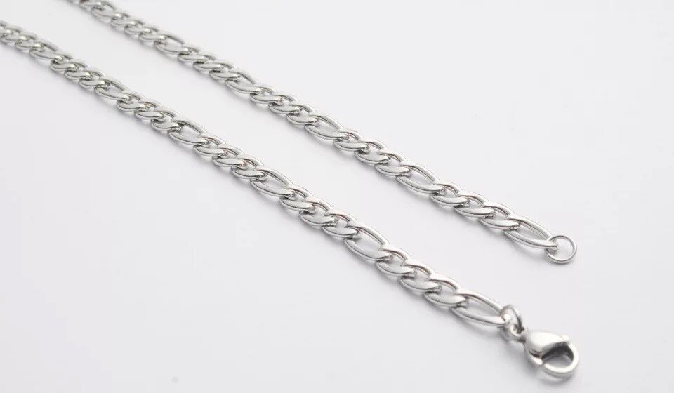 Wholesale 316L Stainless Steel Silver Curb Figaro Chain Necklace Mens & Womens