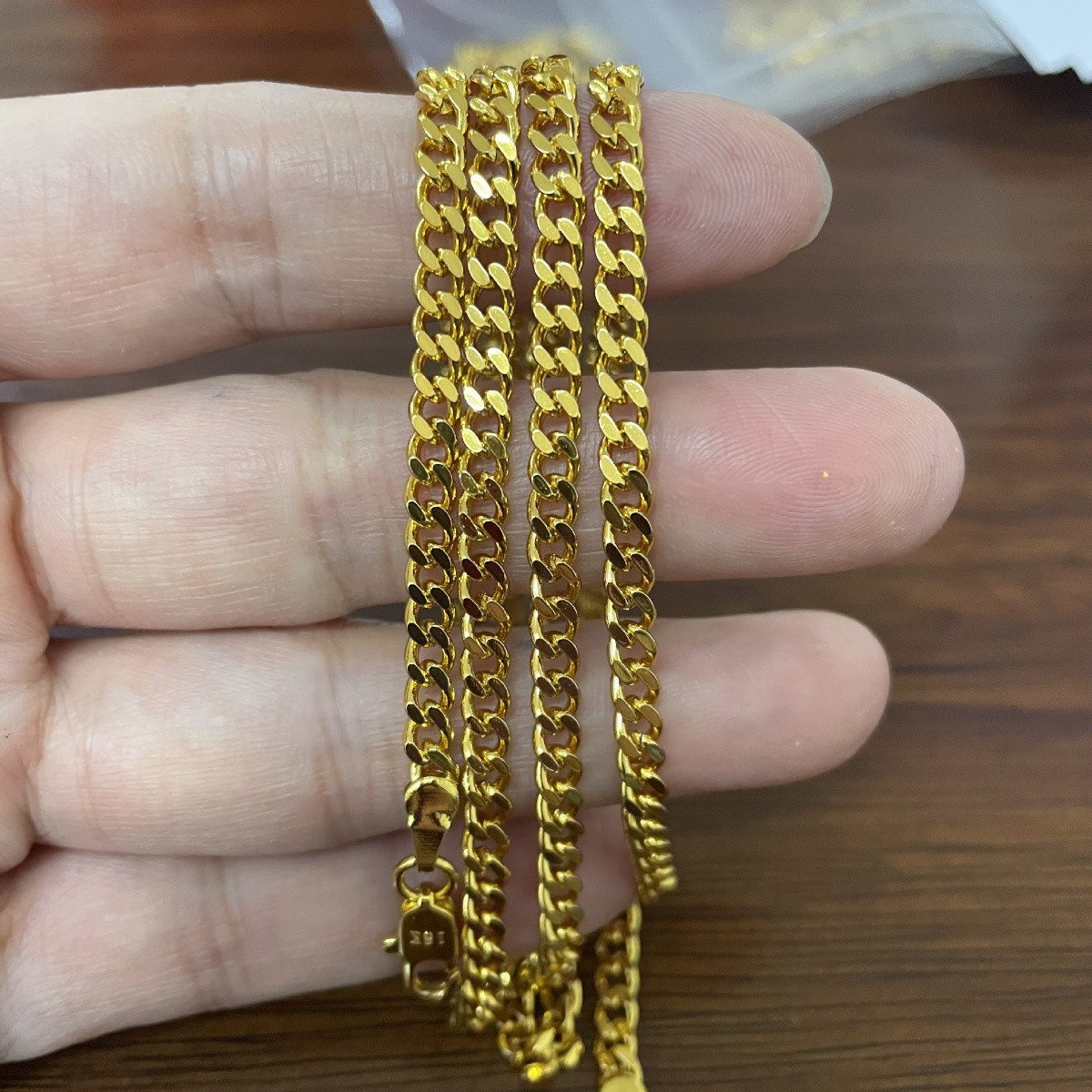 16″-30″ Pure Solid Copper Cuban Chain Necklace 14K Flat Miami Curb Link Rider4mm