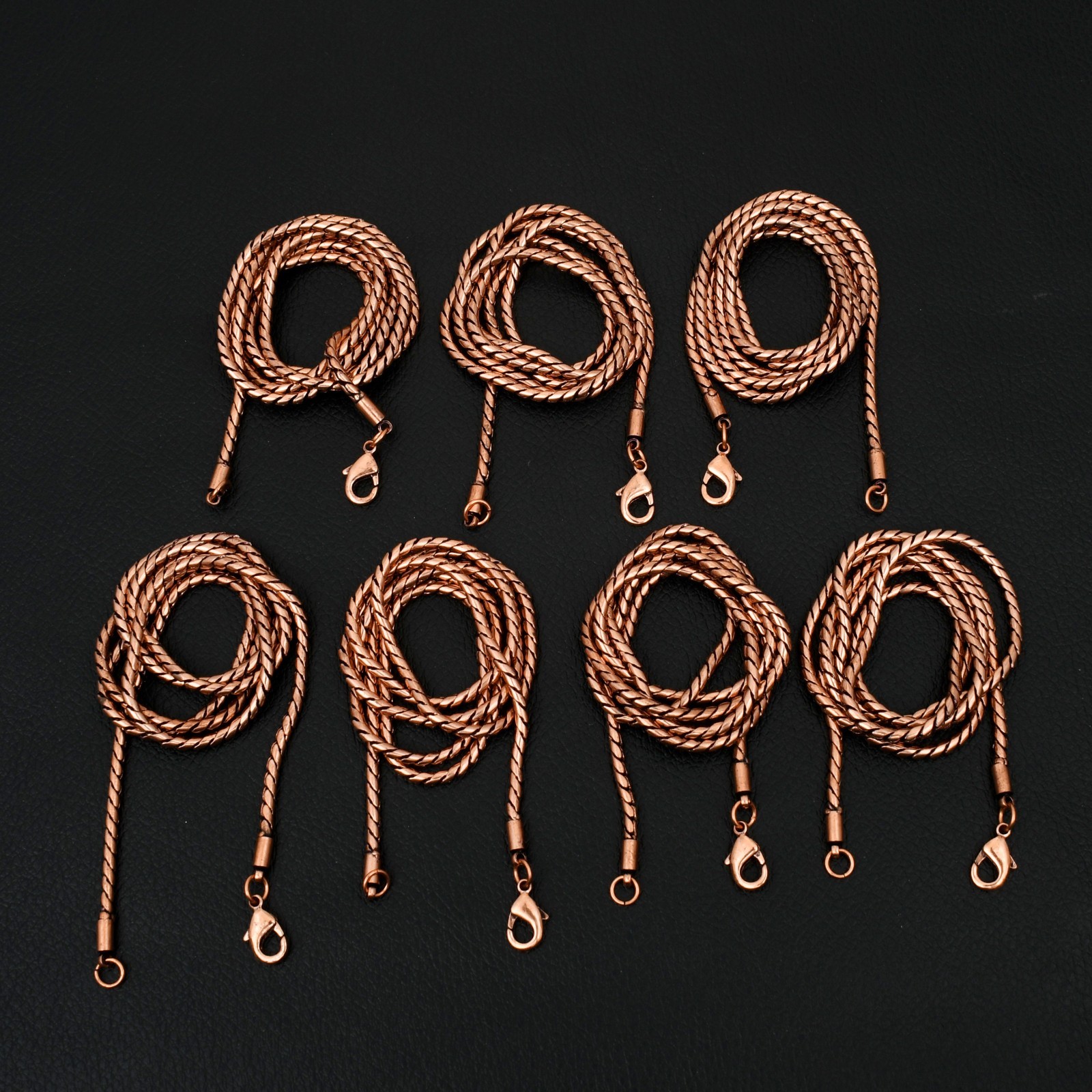7 Pcs 24″ Copper Bead & Hook Lobster Clasp High Finished Snake Chain LOT-131