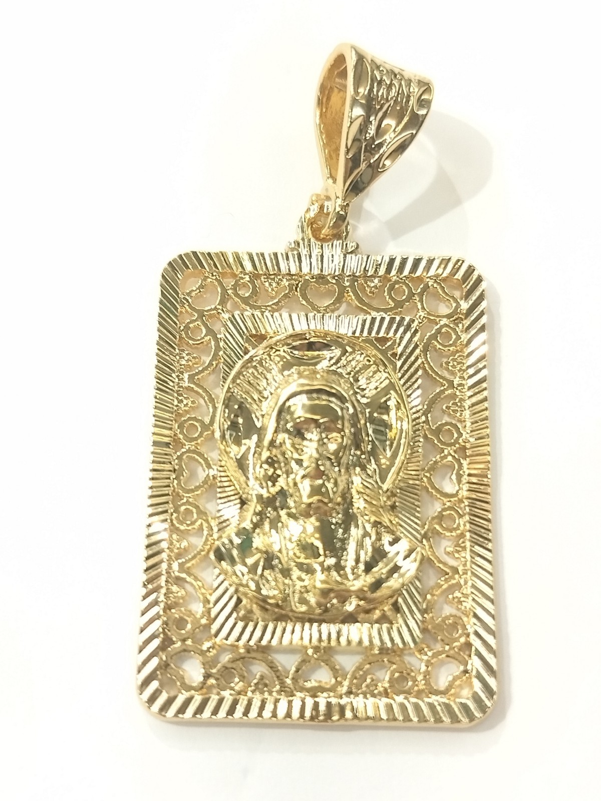 14k18k Gold-filled Jesus Face Round Square Charm Pendant 1.5″ H x 1″ W