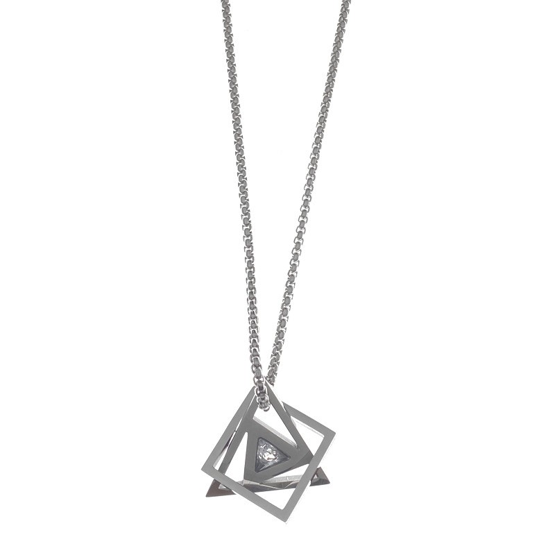 60cm Triangle Geometric Necklace Stainless Steel Box Chain Minimalist Unisex