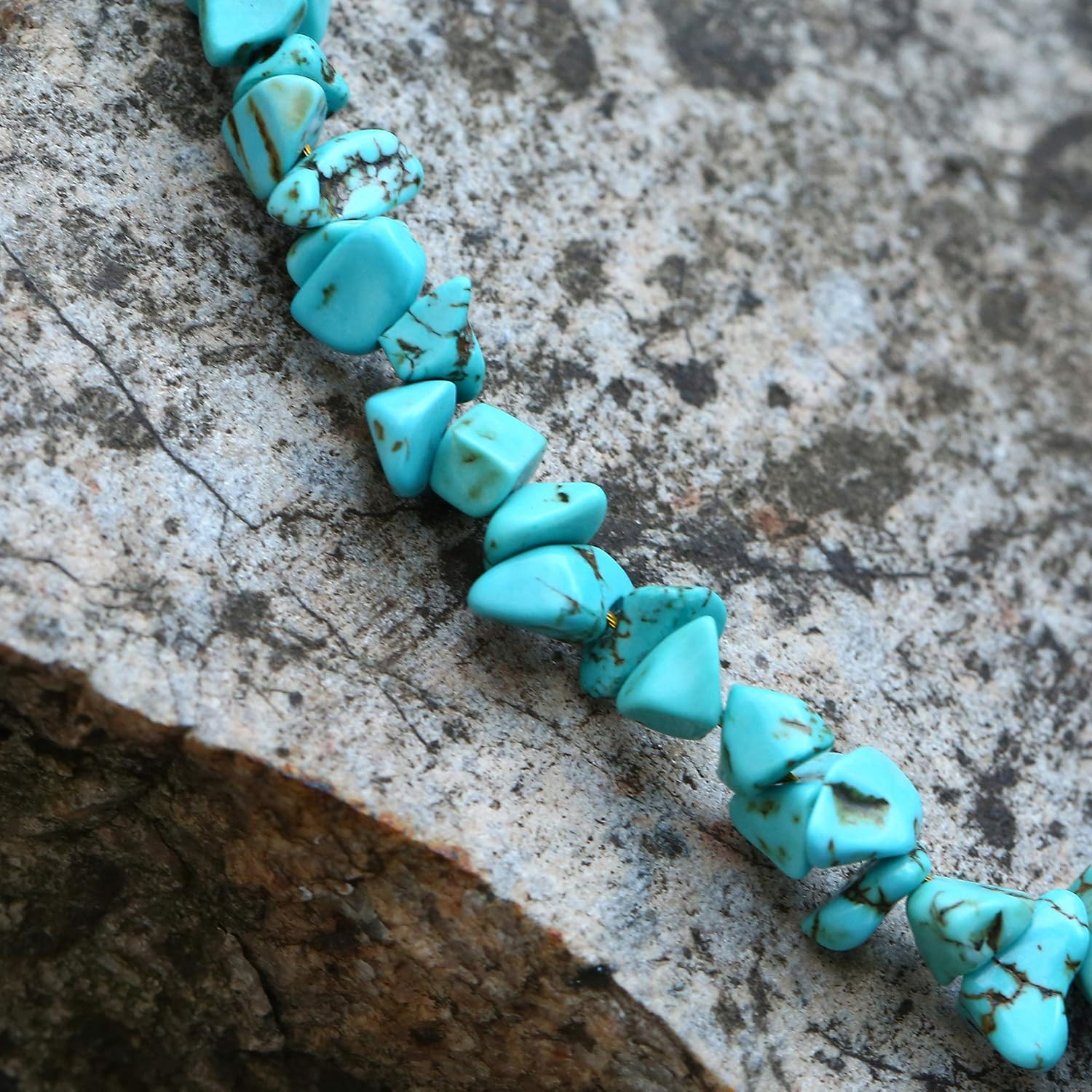 Aobei Pearl Gemstone Beaded Choker Necklace for Women Boho Turquoise/Cultured Fr