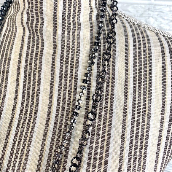 Black & Grey Asymmetrical Rhinestone Necklace Stocking Stuff Gift Idea
