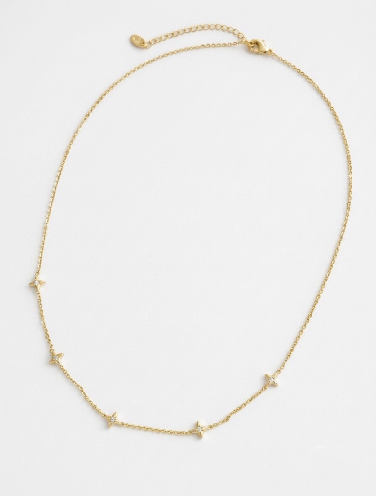 14K Gold Plated Star Station Necklace with CZ | Dainty Celestial Jewelry