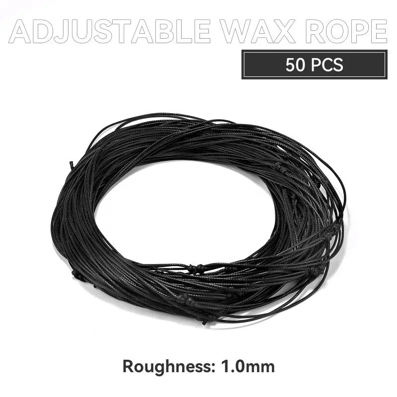 1/10/50Pcs 1/1.5/2Mm Adjustable Choker Necklace Genuine Black Wax Leather Knot S