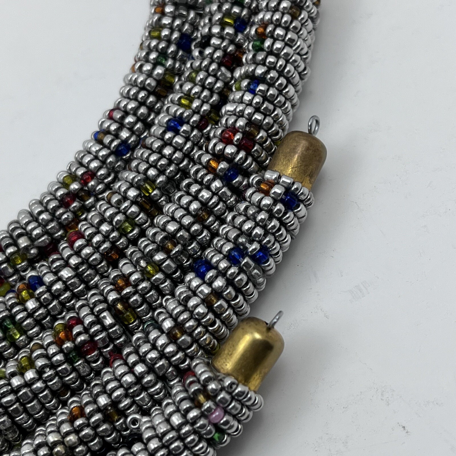Kendi Aman Gold-tone Kanyoni Beaded 16″ Collar Necklace Ankara Accessories