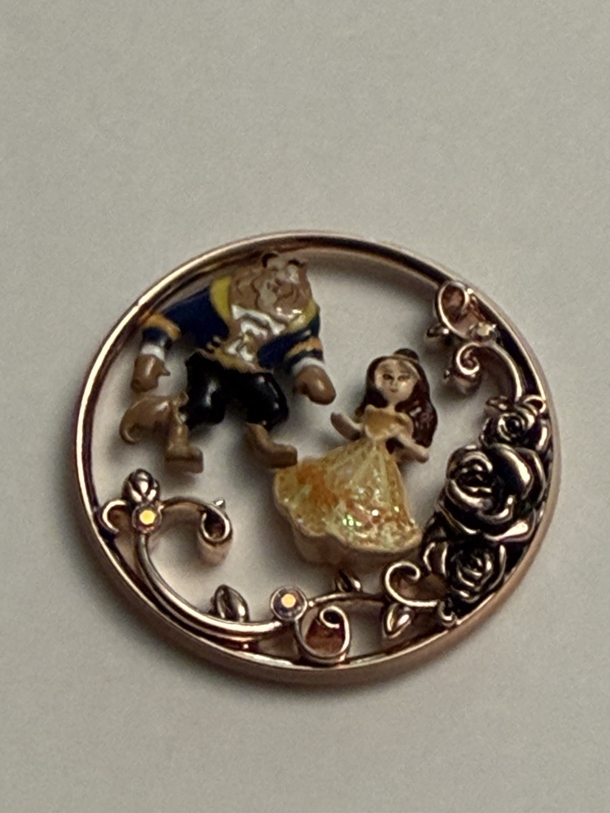 Origami Owl Disney Beauty And The Beast Large Locket Window Shelf With 2 Charms