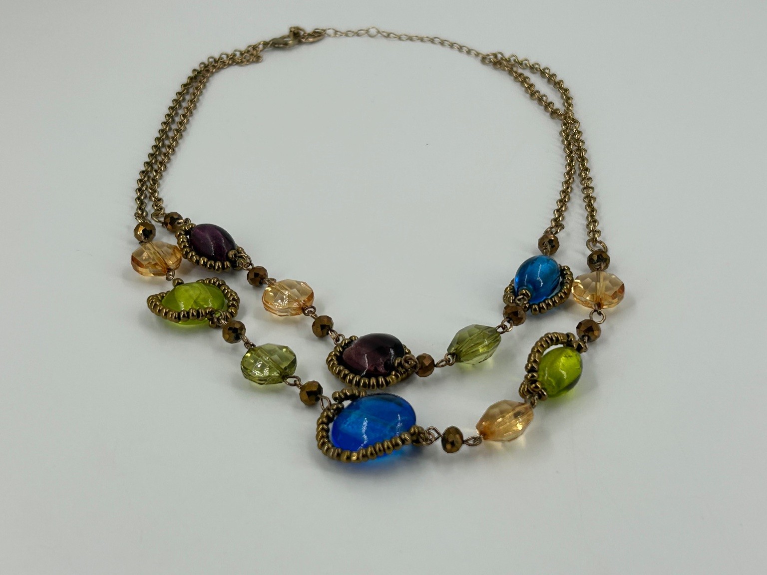 Erica Lyons Colorful Beaded Necklace Double Strand 18-20in Glass & Acrylic Stone
