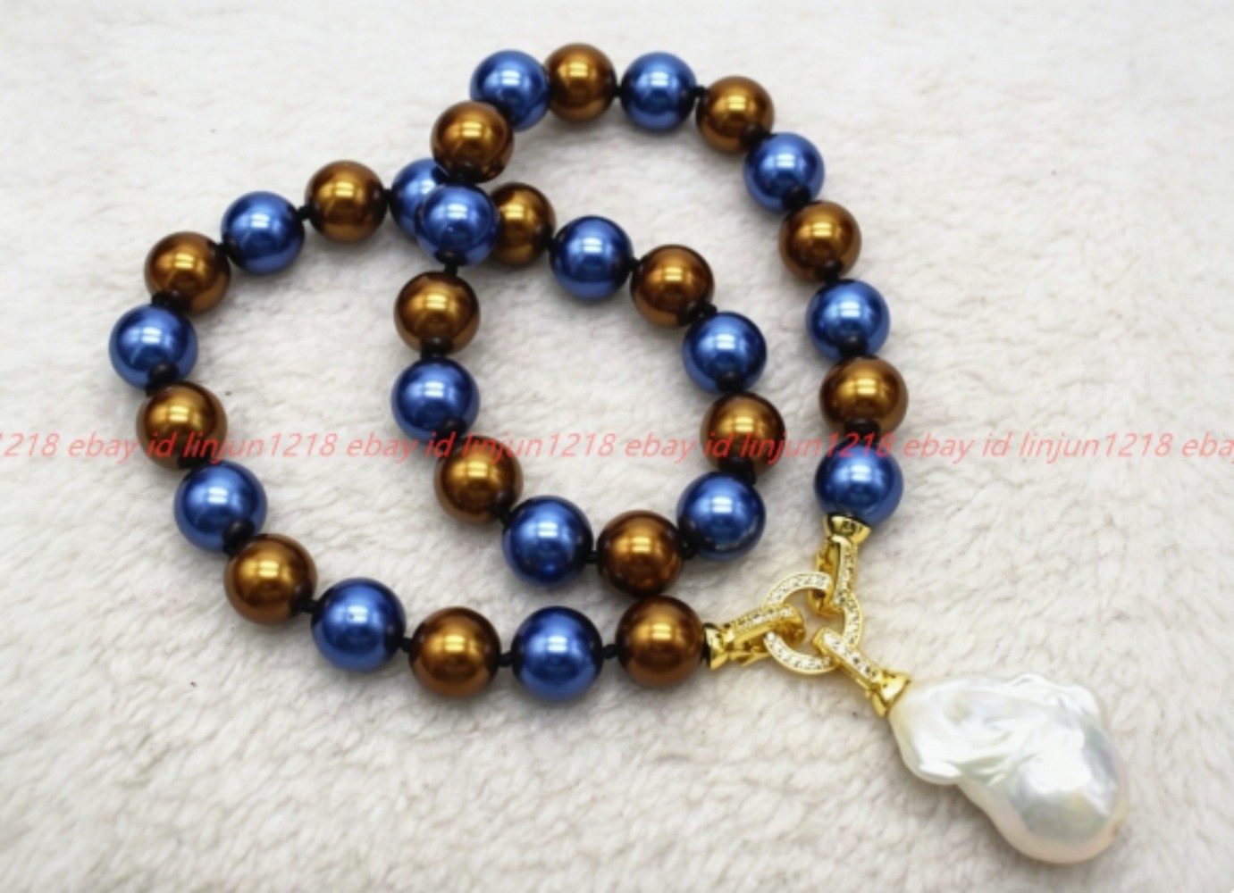 Pretty 8/10/12mm Brown Shell Pearl White Baroque Pearl Pendant Necklace 16-28in