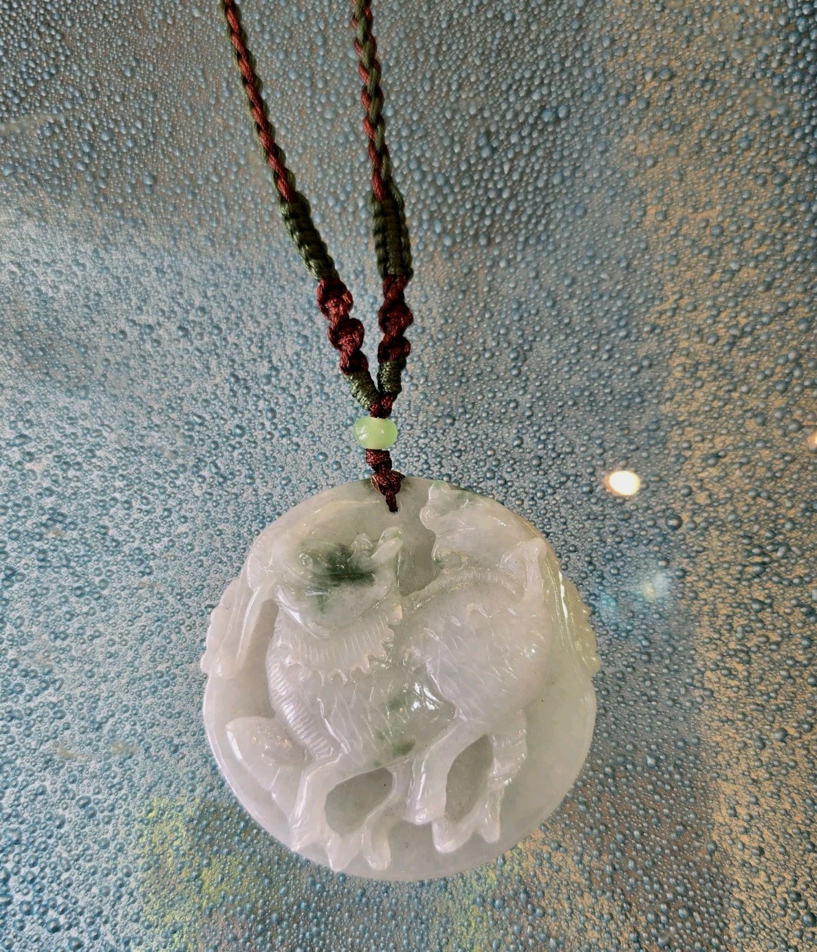 Natural A grade Carve jade Jadeite Pendant Chinese Kylin, Qilin or Kirin (麒麟)