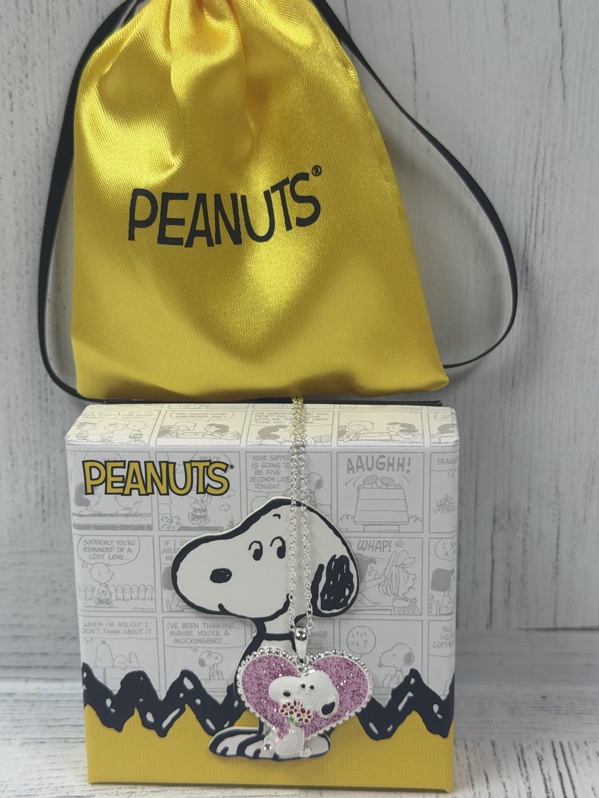 Peanuts Snoopy Heart & Flowers Pendant Necklace | Valentine’s Day Jewelry