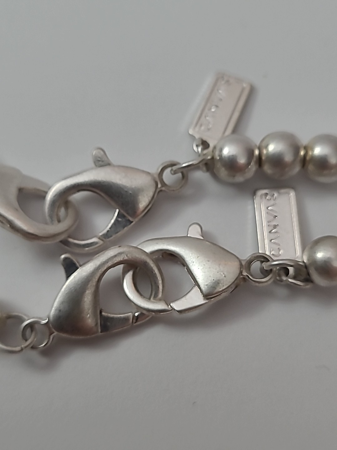 Canvas Brand Beaded Necklace Gray 2 Strands 20″ 32″ Elastic Double Lobster Clasp