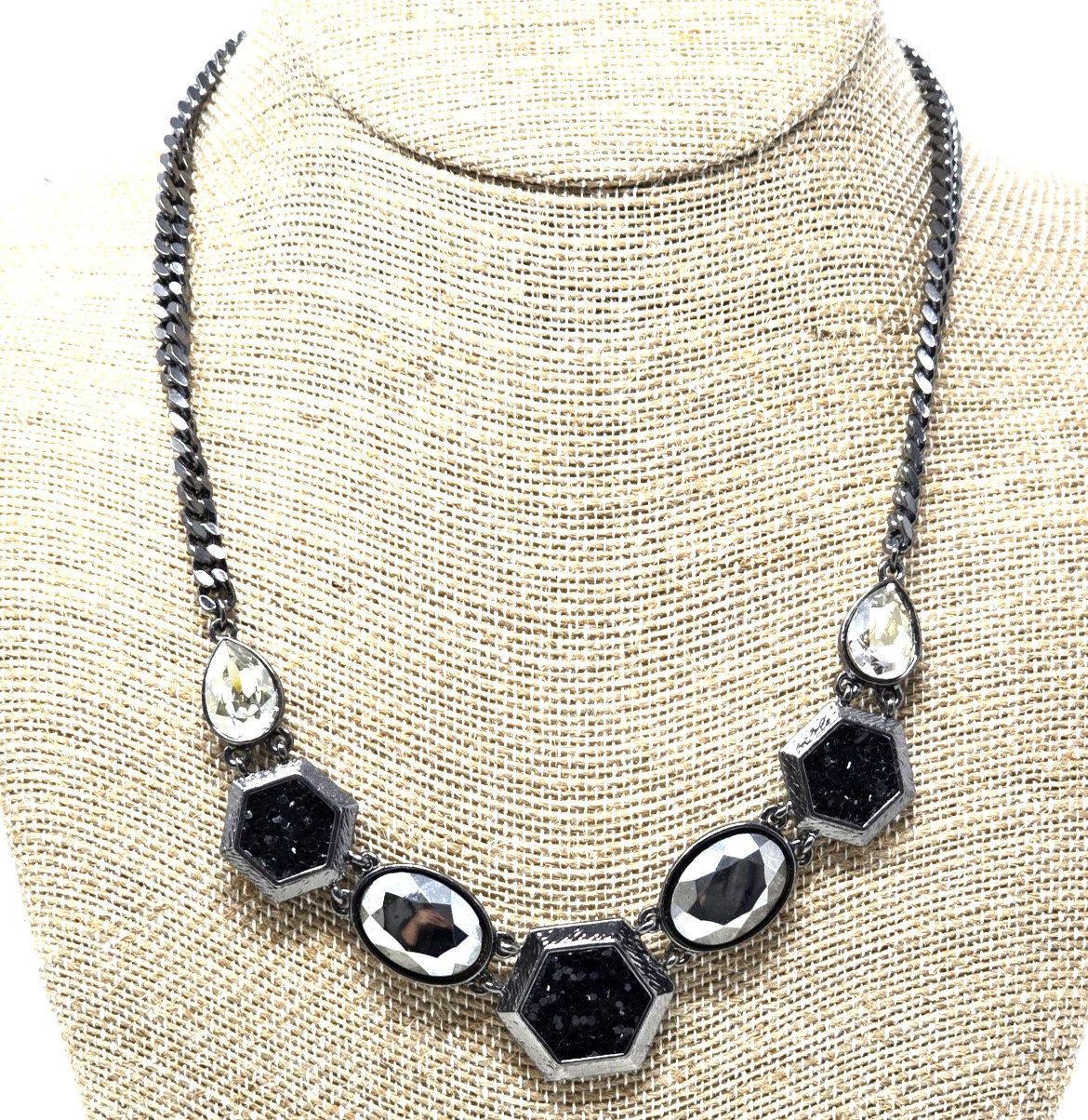 Givenchy Black /Crystals Necklace 18 inches Excellent Condition