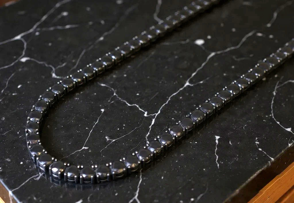 5mm ONYX BLACK Diamond 60ctw Lab Sim VVS1 Tennis Chain Necklace PVD 50g+ HEAVY