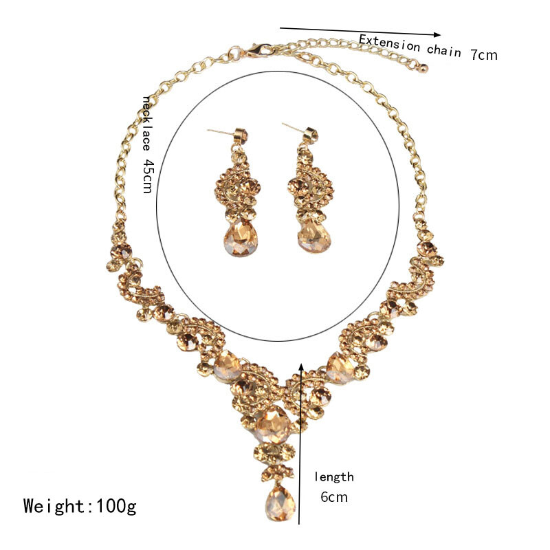Crystal Women Statement Choker Bridal Necklace Earrings Jewelry Set Wedding Gift