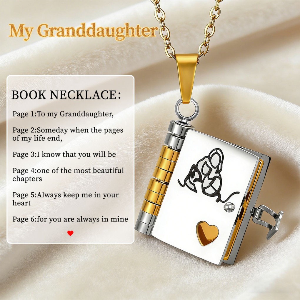 Valentines Day-Book Necklace for grandson/Granddaughter/Daughter/Son/sweetheart