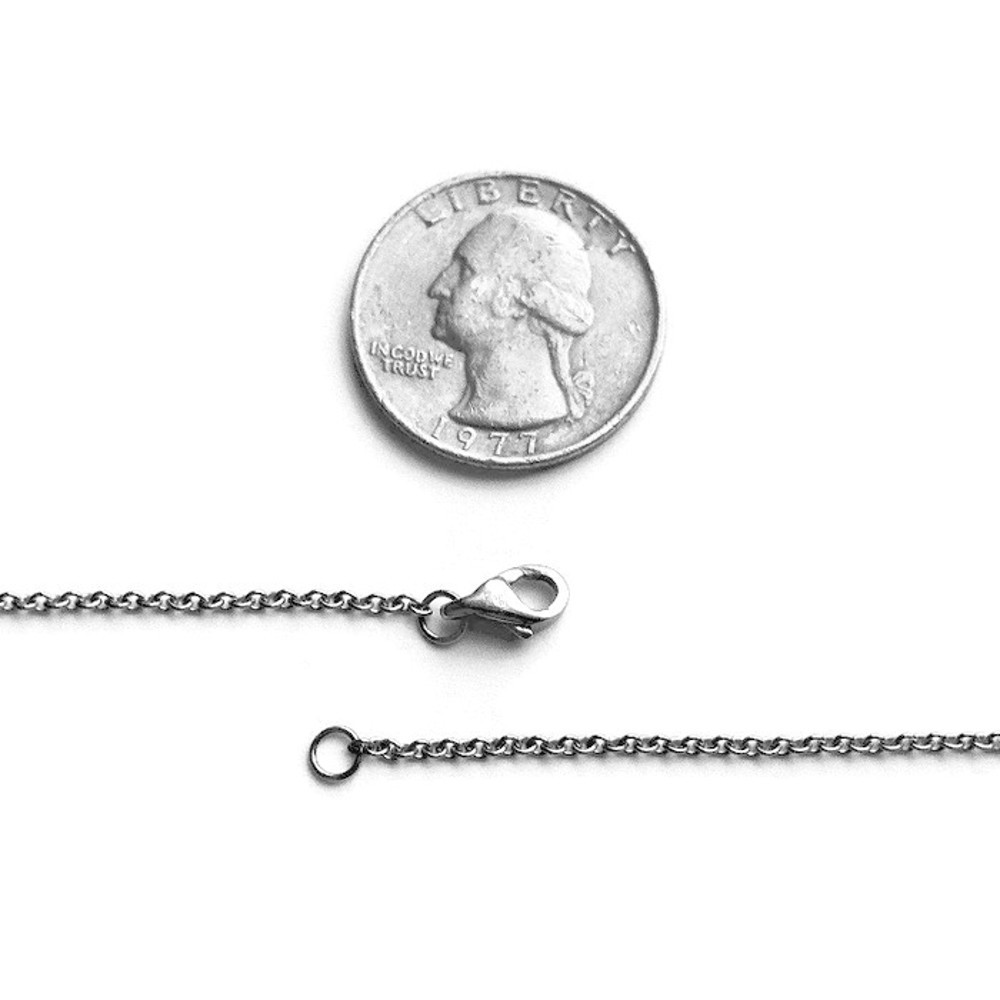 24 Inch Thin Stainless Steel Silver Necklace Chain Oval Link 1.6mm Wide Womens
