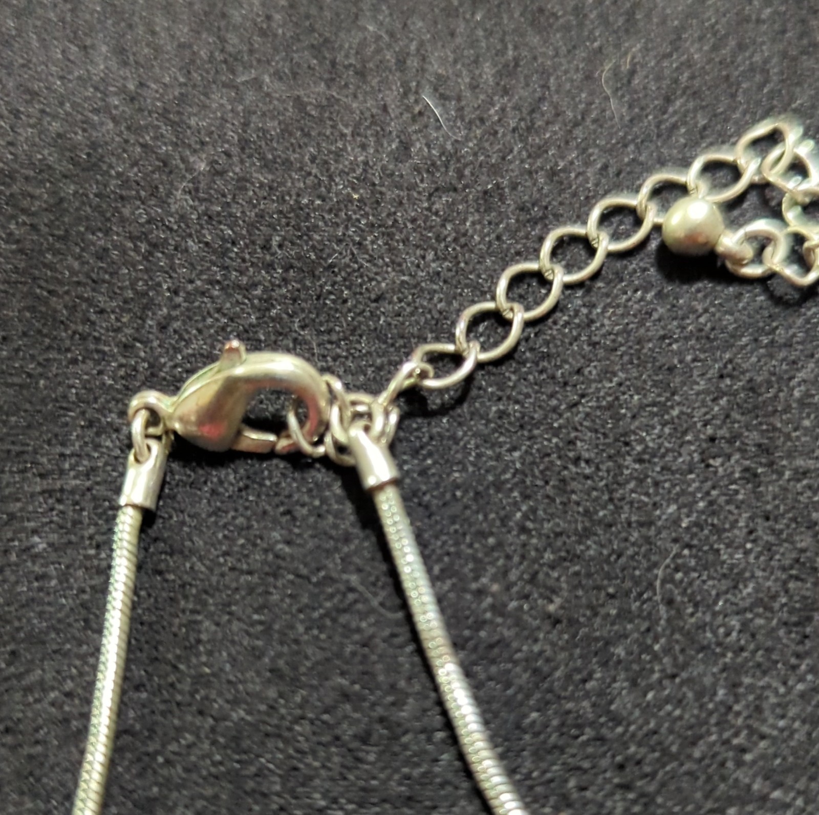 Silver Snake Chain Necklace with Lobster Clasp, No Stones, Undated Era