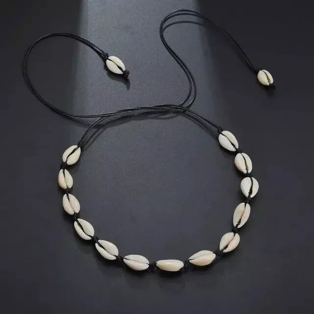 Natural Cowrie Shell Choker Necklace Surfer Beach Conch Puka Sea Hawaiian Boho